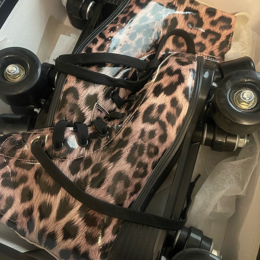 Leopard Print Roller Skates